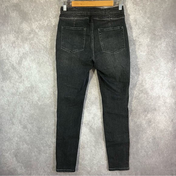 FREE PEOPLE Womens Jeans Gray Curvy Skinny Front Lace Up We The Free - Size 28 - Picture 2 of 7